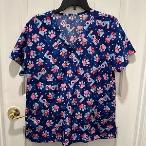 Pawprint Love Scrub Top